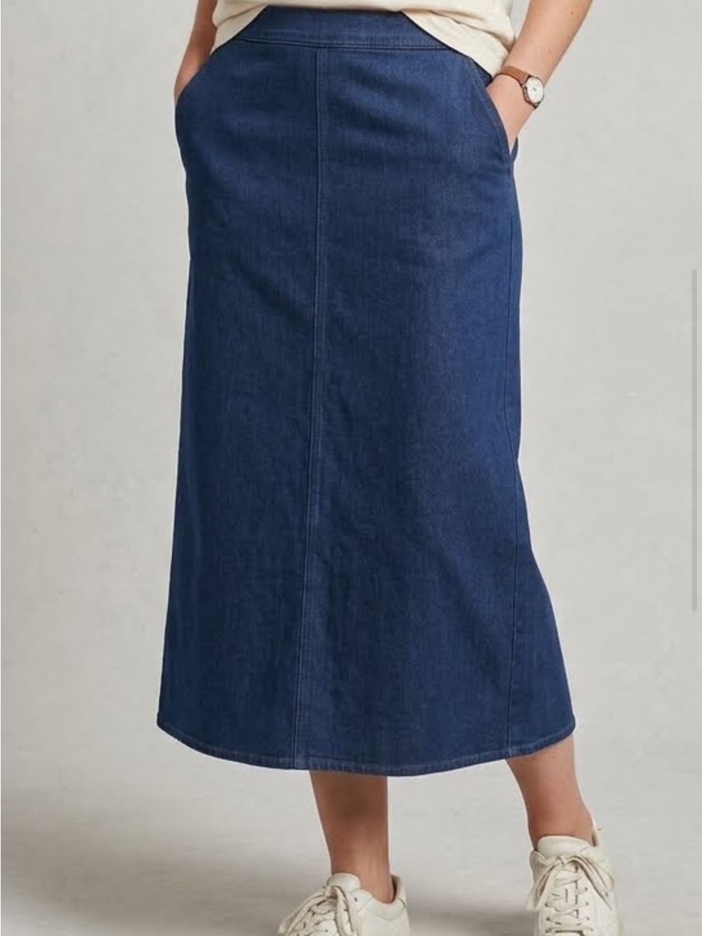 Uniqlo Dark Blue Denim Midi Skirt